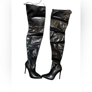 Fashion Nova HighRise Black Over-the-Knee Stiletto Boots 8.5